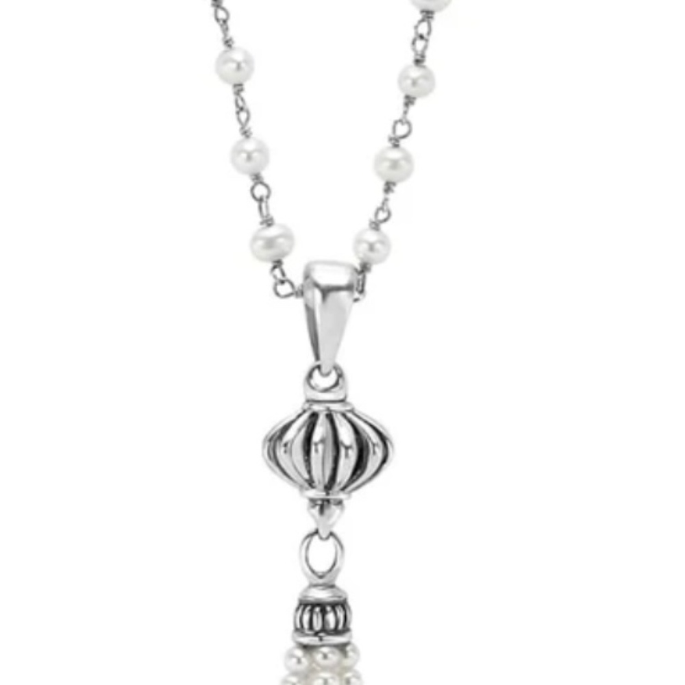 LAGOS Luna Pearl and Sterling beaded tassel necklace - Picture 4 of 10